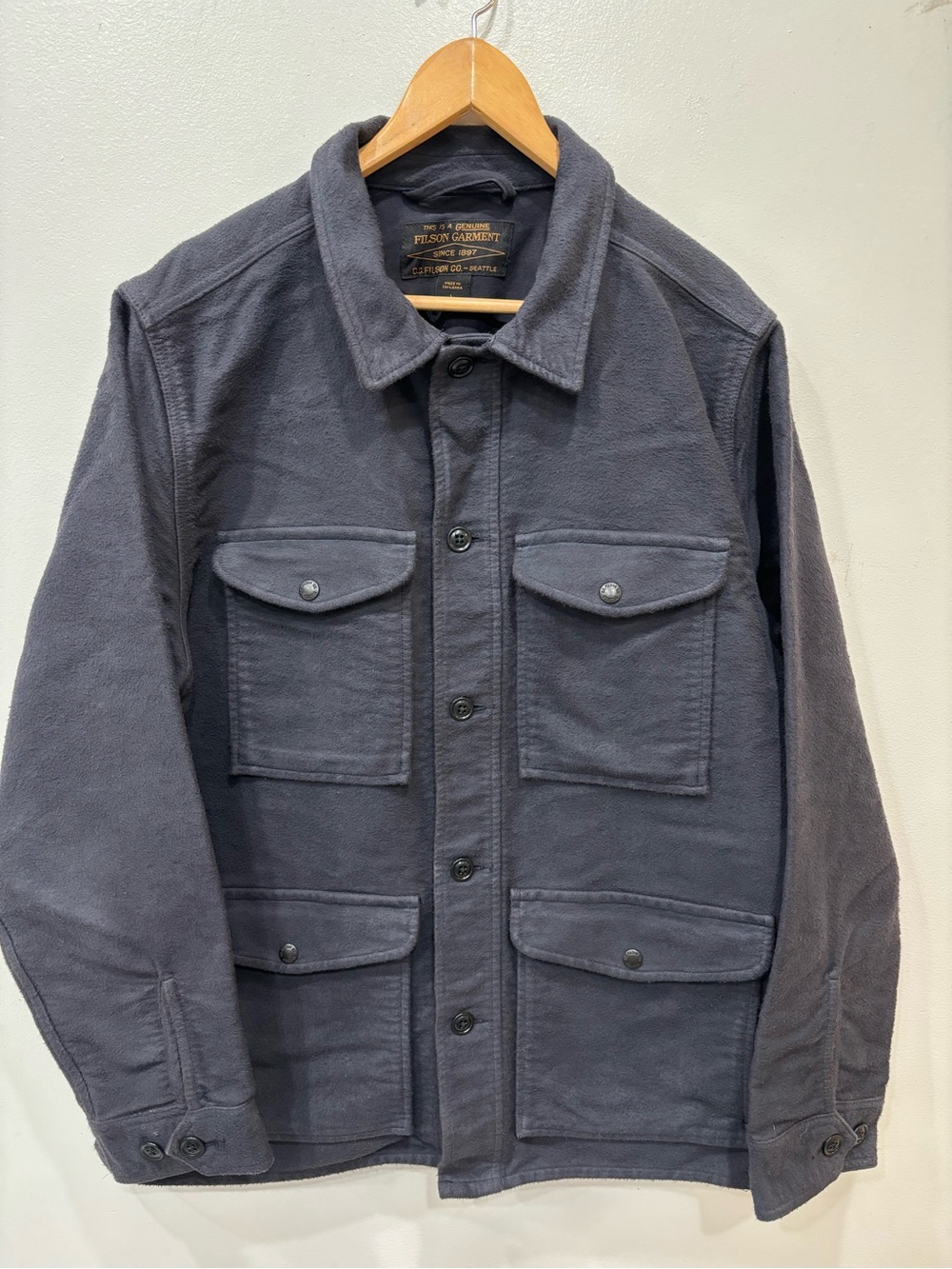 Filson Moleskin Utility Field Button Front Pocket Jacket Men’s Size Large